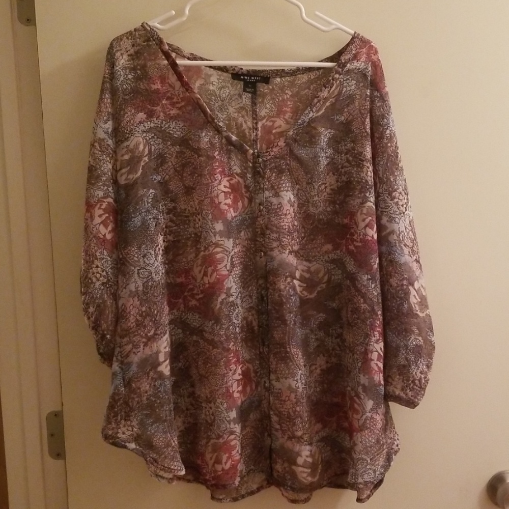 Nine West Women's X-large Sheer Blouse